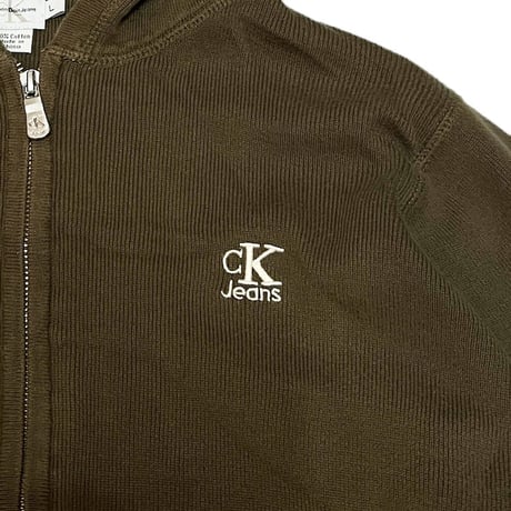 【USED】90's CK Calvin Klein Jeans COTTON RIB KNIT ZIP-UP PARKA