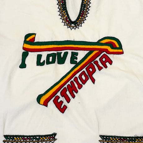 【USED】80's "I LOVE ETHIOPIA" Embroidered Tunic