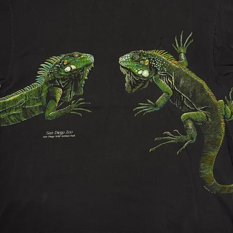 【USED】90's San Diego Zoo GREEN IGUANAS T-SHIRT