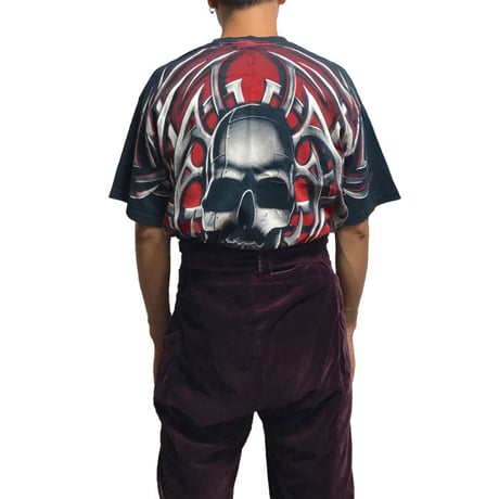 【USED】90'S  LIQUID BLUE SKULL T-SHIRT
