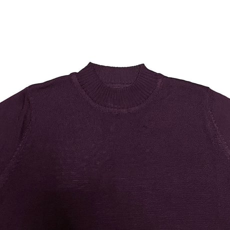 【USED】70'S-80'S BURGUNDY S/S BOTTLE KECK KNIT