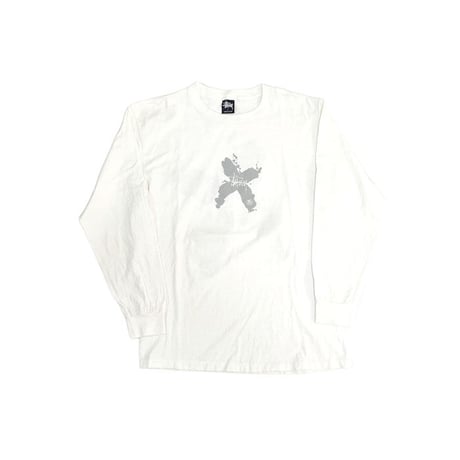 【USED】90'S STUSSY SPLASH "X" L/S T-SHIRT WHITE