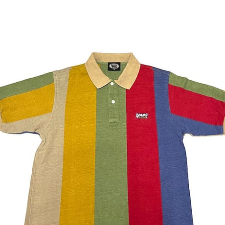【USED】90'S-00'S VANS CRAZY COLOR STRIPE POLO SHIRT