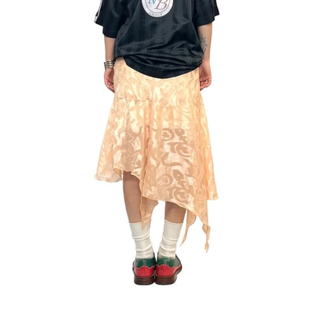 【USED】80's ASYMMETRIC-HEM SEE THROUGH SKIRT