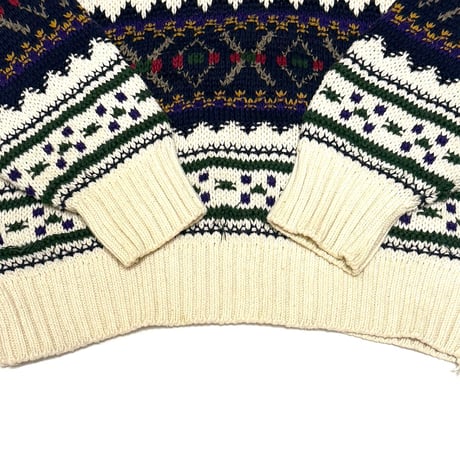 【USED】80's Eddie Bauer PATTERNED COTTON KNIT SWEATER