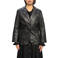 【USED】00's Vintage Black Leather 2-Button Tailored Jacket