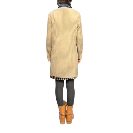 【USED】90's MAXIME Denim × Rib-Knit Hybrid Long Coat