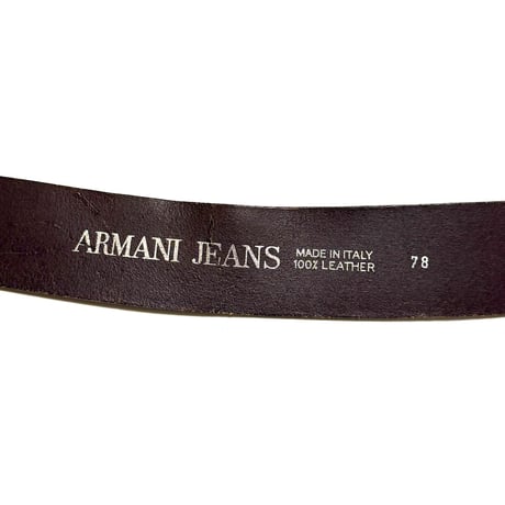 【USED】00's ARMANI JEANS Double Prong Leather Belt Made in Italy