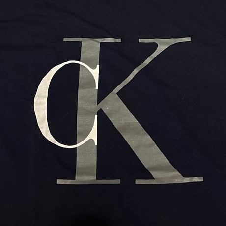 【DEAD STOCK】90's CK Calvin Klein Jeans BIG LOGO T-SHIRT NAVY
