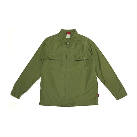 【USED】00's OAKLEY RED TAG COTTON HERRINGBONE SHIRT OLIVE