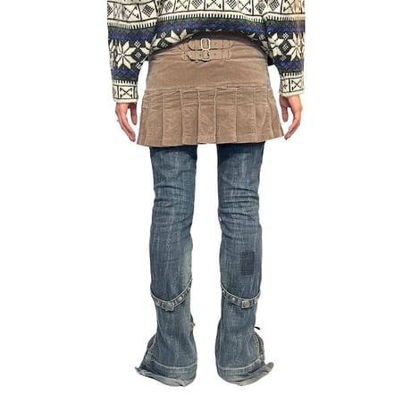 【USED】EARLY 00'S ARMANI JEANS VELOUR PLEATS MICRO MINI SKIRT