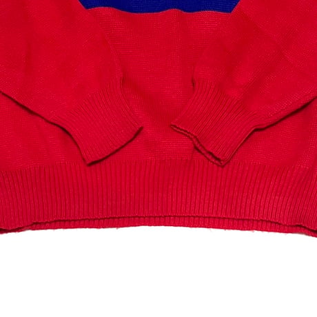 【USED】90'S B.S.R. ACRYLIC LINE KNIT SWEATER