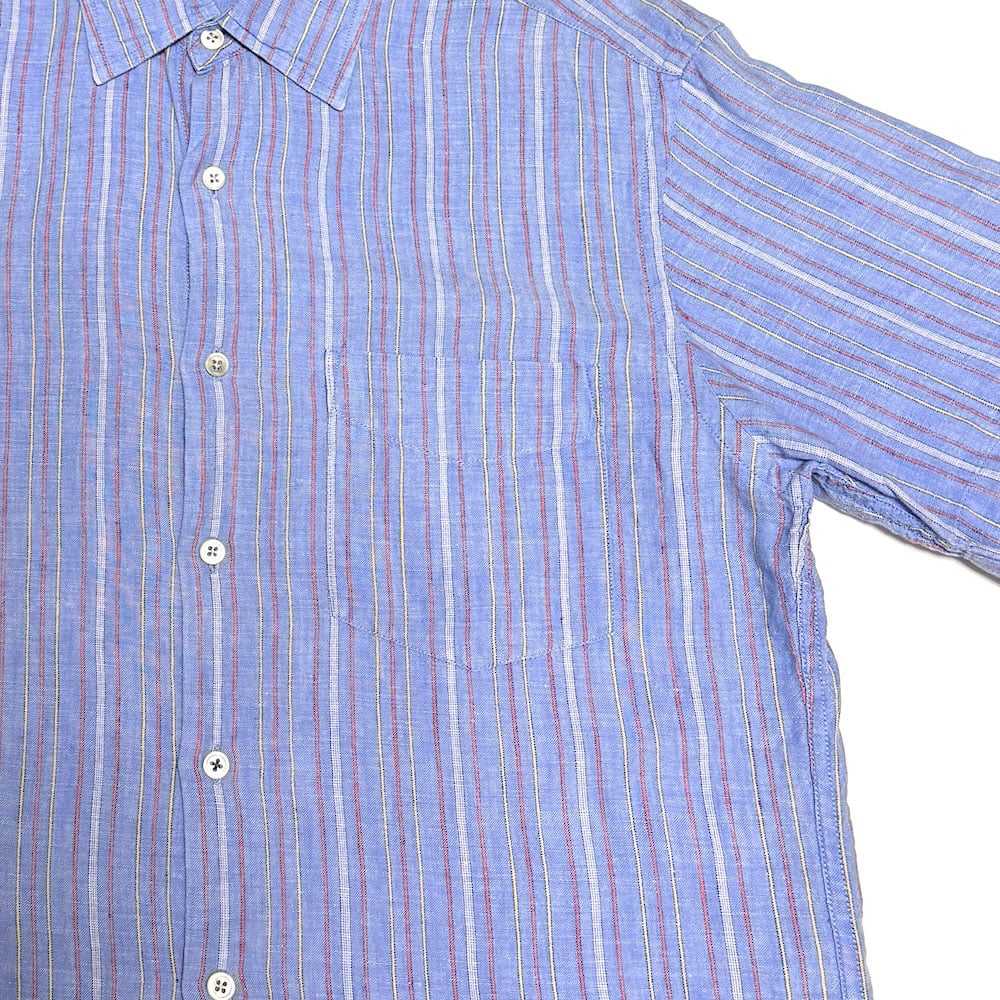 USED】00's J.CREW Multi-Stripe Linen S/S Shirt