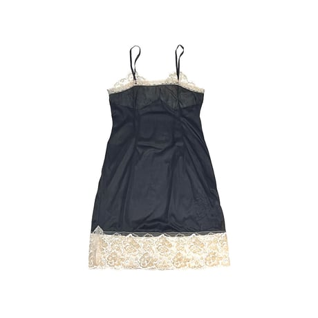 【USED】60's Perlon LINGERIE SLIP DRESS DARK GRAY