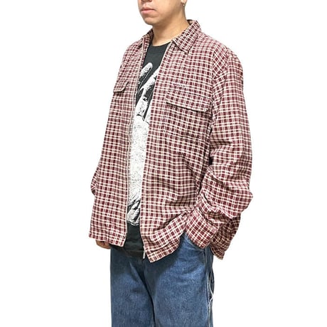 【USED】90'S-00'S VANS CORDUROY CHECK ZIP SHIRT