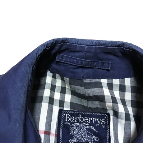 【USED】80'S BURBERRYS STAND FALL COLLAR COAT NAVY MADE IN ENGLAND