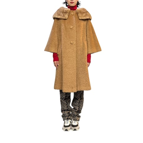 【USED】60'S Berroco’s Curlinda Loomed By Stanley MINK COLLAR COAT