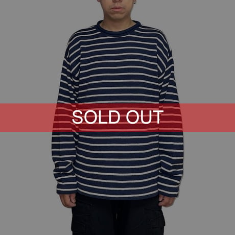 【USED】90's Whaler knits BORDER ROLLNECK COTTON KNIT SWEATER