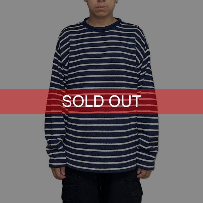 USED】90's Whaler knits BORDER ROLLNECK COTTON