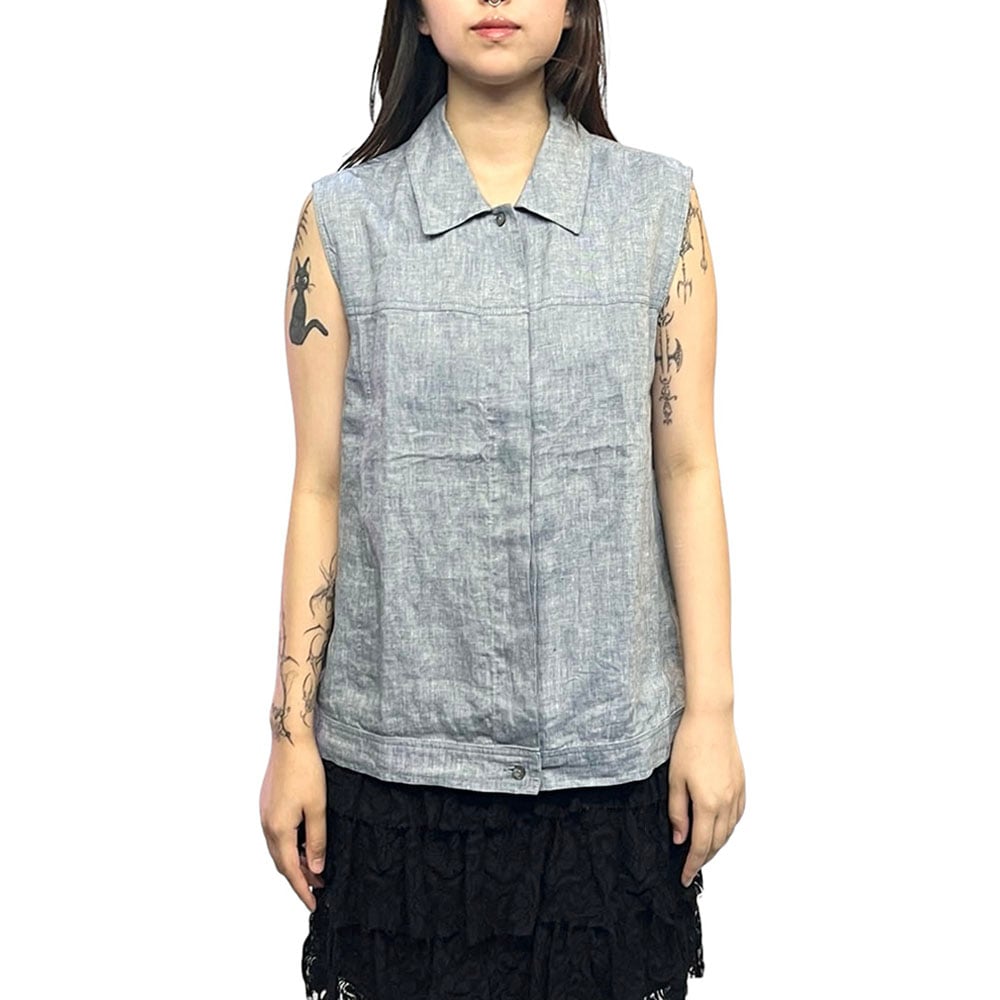 USED】00s Max Mara WEEKEND LINE LINEN N/S SHIRT