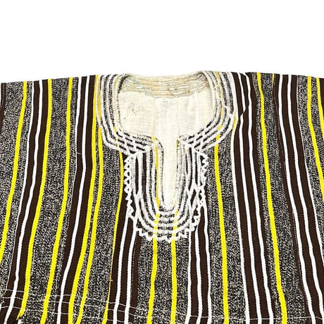 【USED】00'S AFRICAN FUGU BATAKARI SMOCK JACKET YELLOW STRIPE