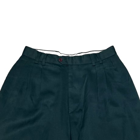 【USED】80's-90's BURTON 3-Tuck Wide Slacks Dark Green
