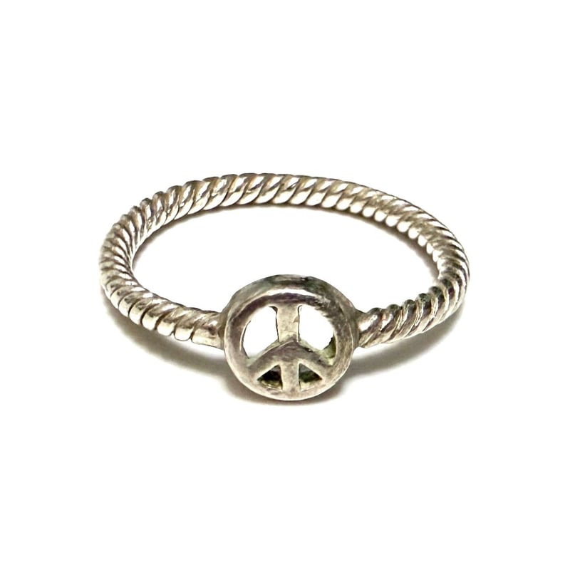 USED】vintage PEACE SIGN ROPE SILVER RING | KON