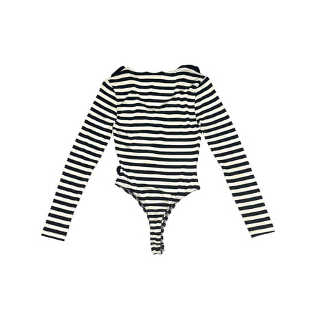 【USED】80's YES Striped Ruffle Bodysuit