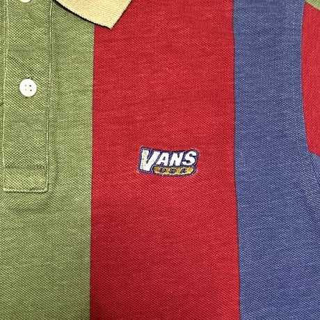 【USED】90'S-00'S VANS CRAZY COLOR STRIPE POLO SHIRT