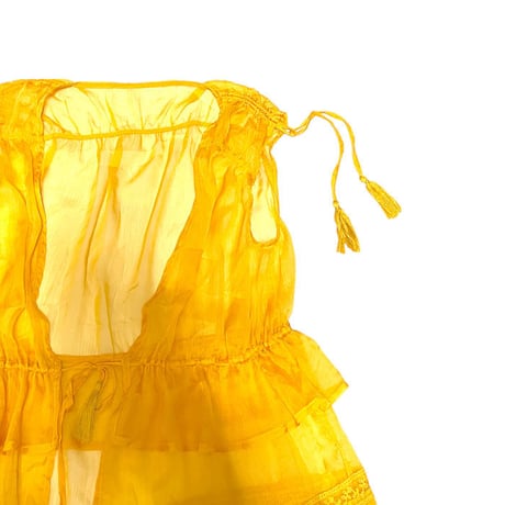 【USED】00'S LULUS FRONT OPENING ORGANDY DRESS YELLOW