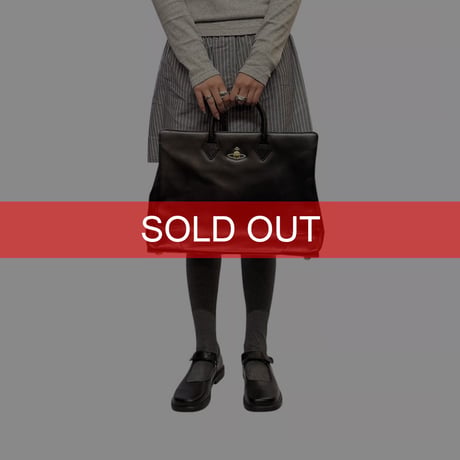 【USED】00's Vivienne Westwood Orb Leather Hand Bag Black
