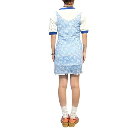 【USED】70's MARGUERITE PATTERN SLIP MINI DRESS