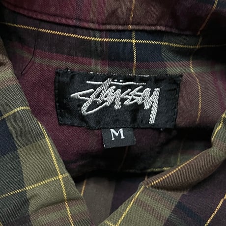 【USED】80's OLD STUSSY OVERSIZED CHECK SHIRT