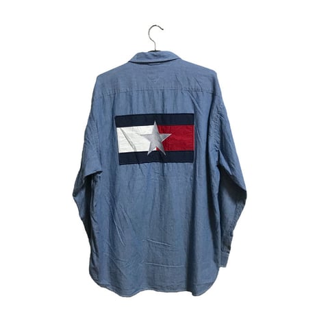 【USED】90'S TOMMY JEANS EMBROIDERED CHAMBRAY SHIRT