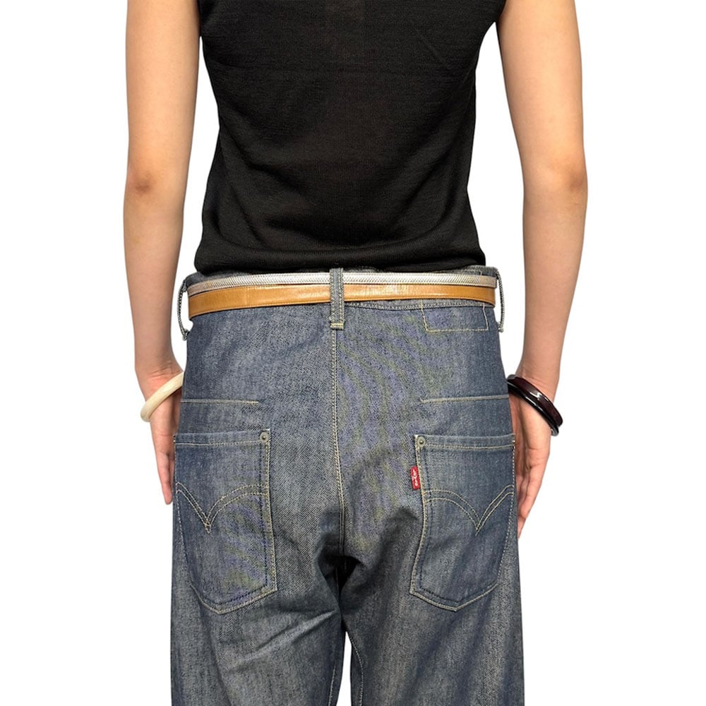 USED】00's DRIES VAN NOTEN Leather & Metallic L
