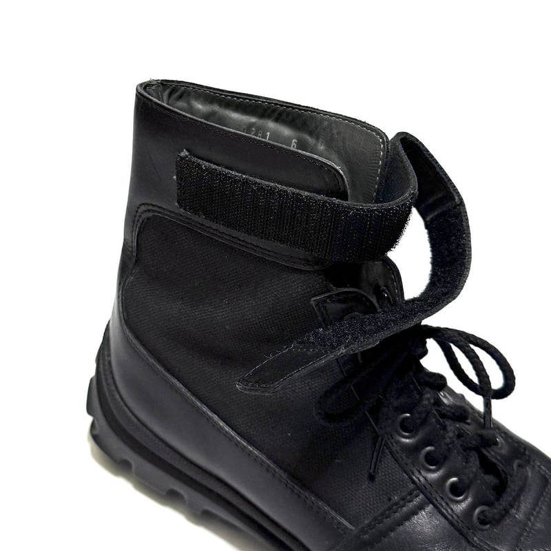 USED】00's miu miu Leather & Canvas Square Toe