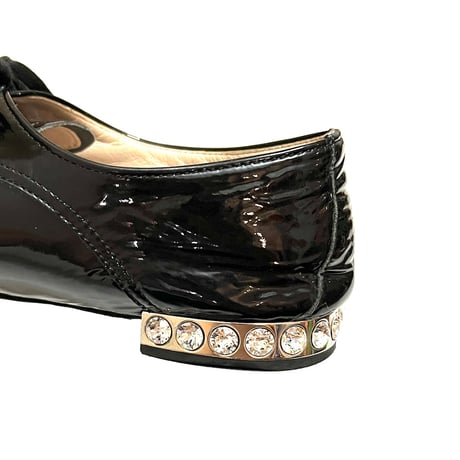 【USED】miu miu PATENT LEATHER SHOES with BIJOU DECORATION