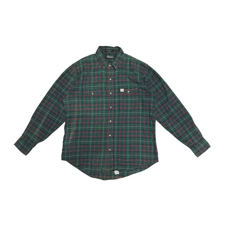 【USED】80's Polo by Ralph Lauren "POLO COUNTRY" Plaid Flannel Shirt Green