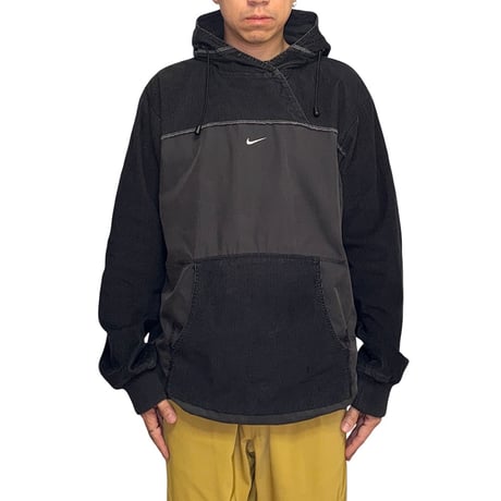 【USED】00's EURO NIKE "Uptempo" Corduroy Panel Technical Hooded Jacket