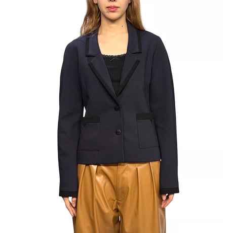 【USED】CHANEL UNIFORM 2014PRE Navy Tailored Jacket Made in France