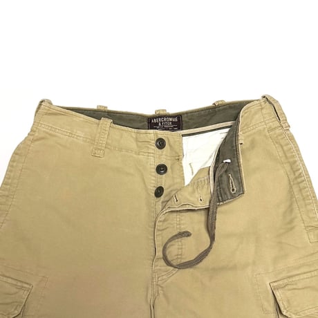 【USED】00's Abercrombie & Fitch Washed Cotton Cargo Shorts Beige