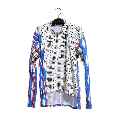【USED】80'S WORLDS END "SAVEGE" PIRATE TOP GEOMETRIC PRINT