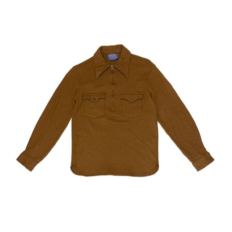【USED】70's PENDLETON WOOL HALF ZIP PULLOVER SHIRT BROWN