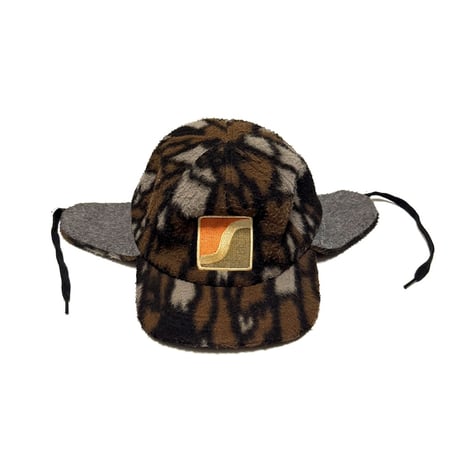 【USED】90's OLD STUSSY Camo Pattern Fleece Ear Flap Cap Made in USA