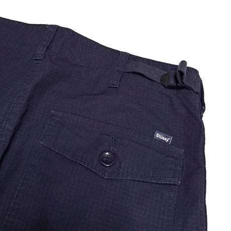 【USED】90's-00's STUSSY Ripstop Double Knee Work Pants Navy