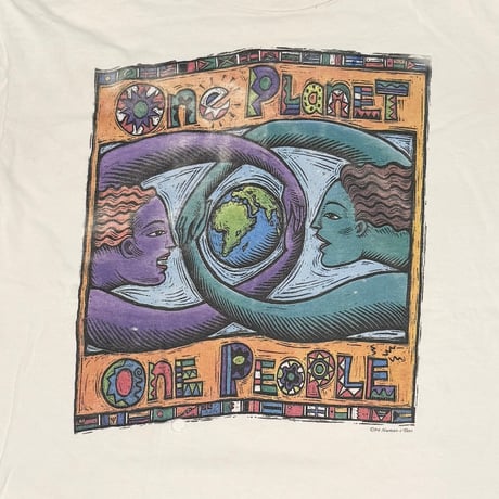 【USED】90's Human-i-Tees One Planet One People T-SHIRT
