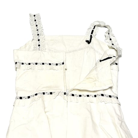 【USED】70'S FRILL SHOULDER STRAP DRESS WHT