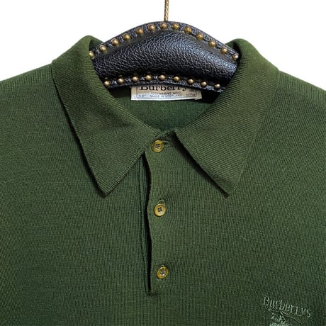 【USED】90'S BURBERRYS PURE WOOL L/S POLO SHIRT