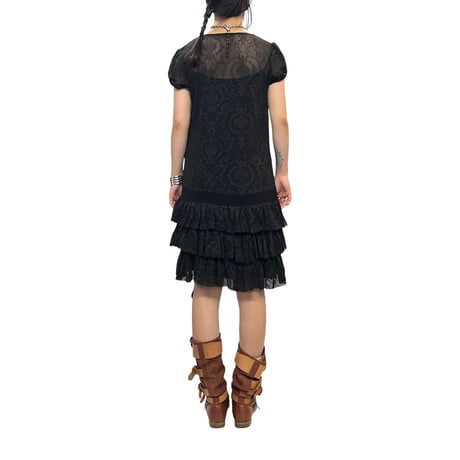 【USED】00's DPM by Depech Mod BLACK LACE DRESS