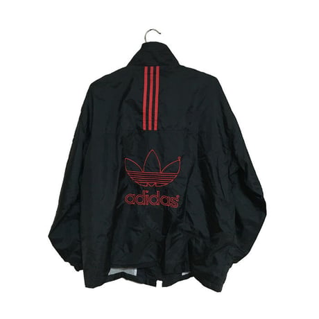 【USED】90'S ADIDAS NYLON JACKET BLACK × RED